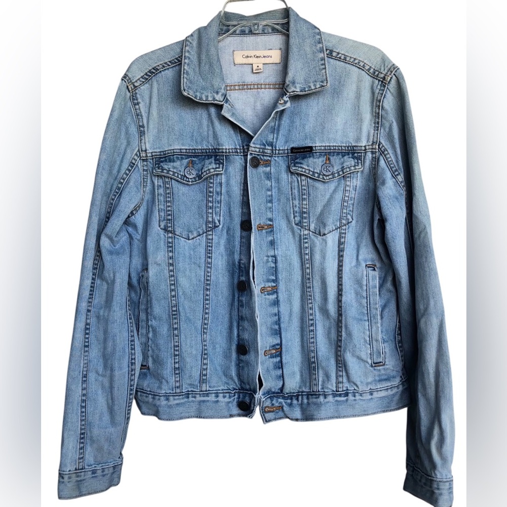 Calvin Klein Light Blue Denim Jacket .Size Medium,Classic,Unisex,Pre owned Good